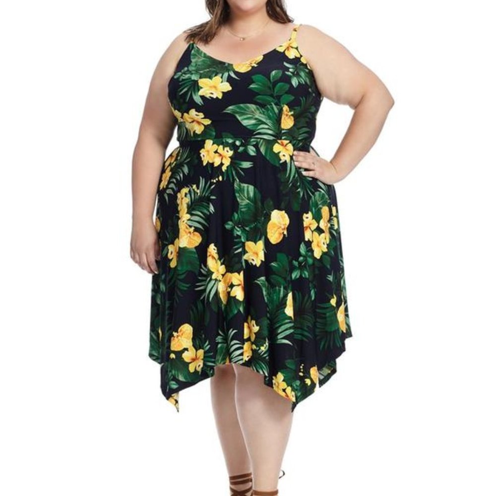 Matte Jersey Tank Dress In Tropical Print
